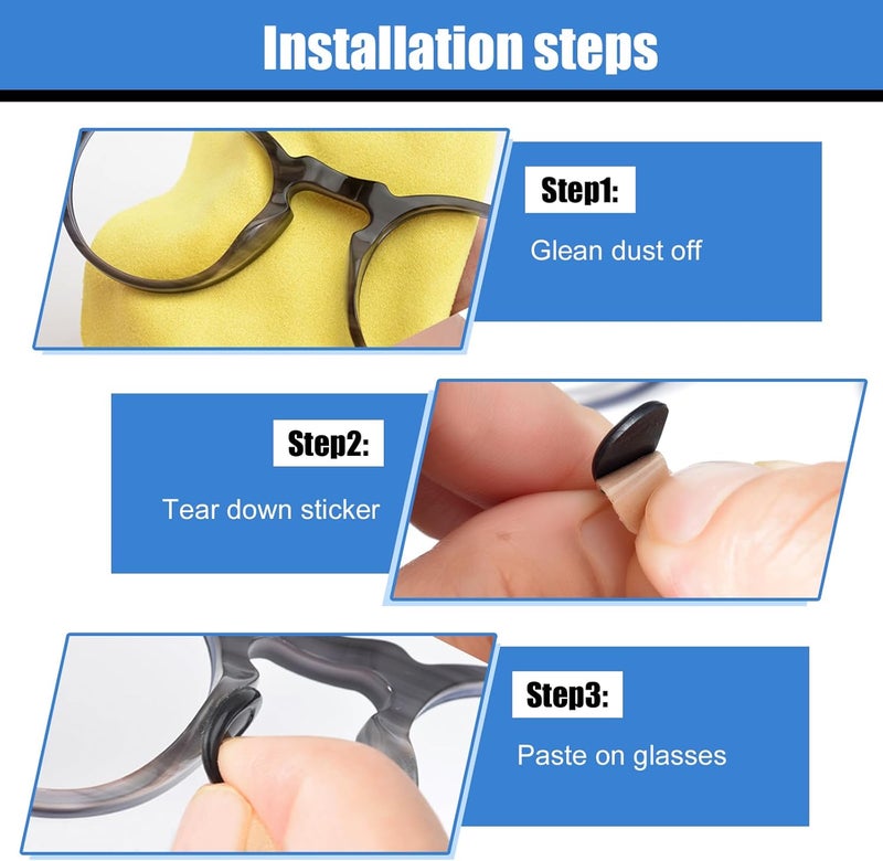 topstart Store 20 Pairs Eyeglass Nose Pads for Glasses - 1.0mm Ultra Thin Silicone Anti-Slip Stick On Nose pad Replacement Adhesive Nosepads for Plastic Frames Reading Glass Sunglasses - Image 3